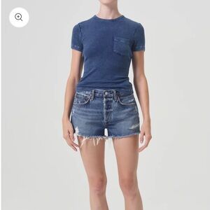 NWT AGOLDE Parker Vintage Cut Off Short In Dark Swapmeet $148